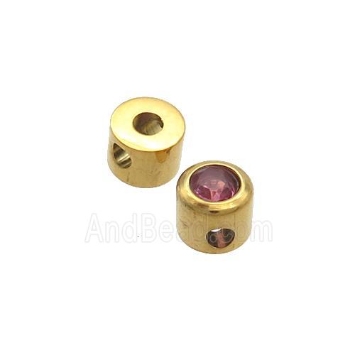 Stainless Steel Guru Beads Pave Zircon T-holes Gold Plated