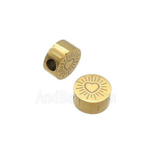 Stainless Steel Button Beads Heart Gold Plated