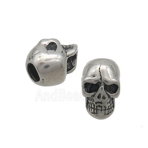 Stainless Steel Skull Beads Large Hole Antique Silver