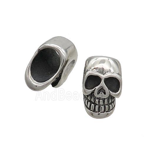 Stainless Steel Skull Beads Large Hole Antique Silver