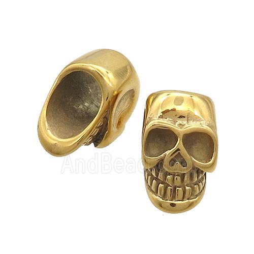 Stainless Steel Skull Beads Large Hole Gold Plated