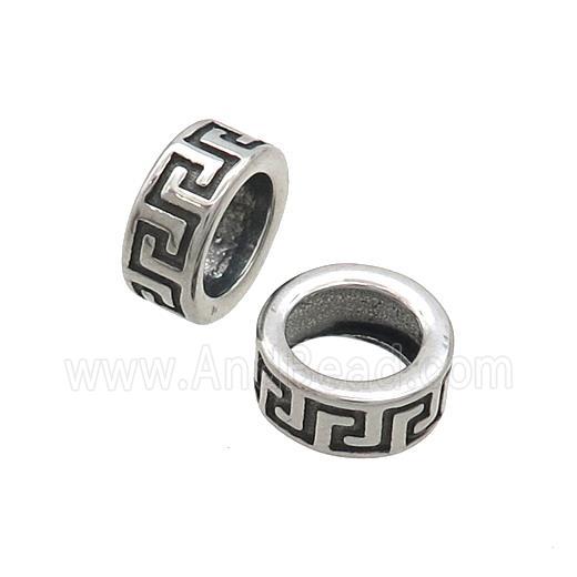 Stainless Steel Rondelle Beads Large Hole Antique Silver