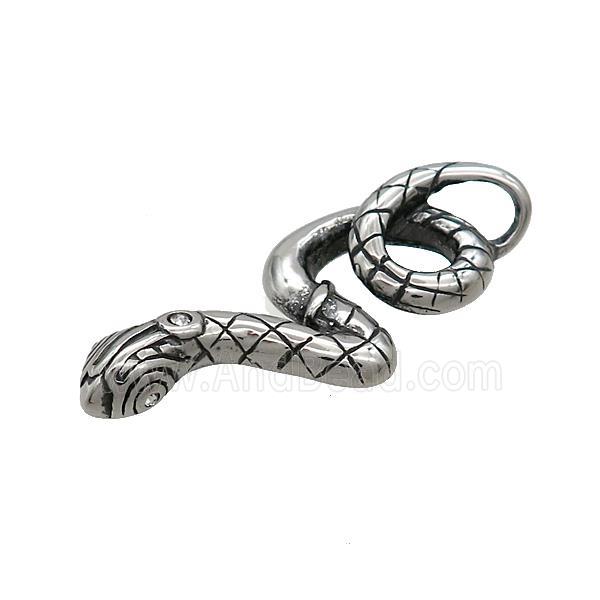 Stainless Steel Snake Pendant Antique Silver