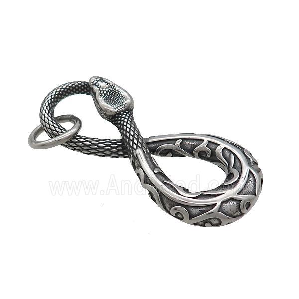 Stainless Steel Snake Pendant Antique Silver