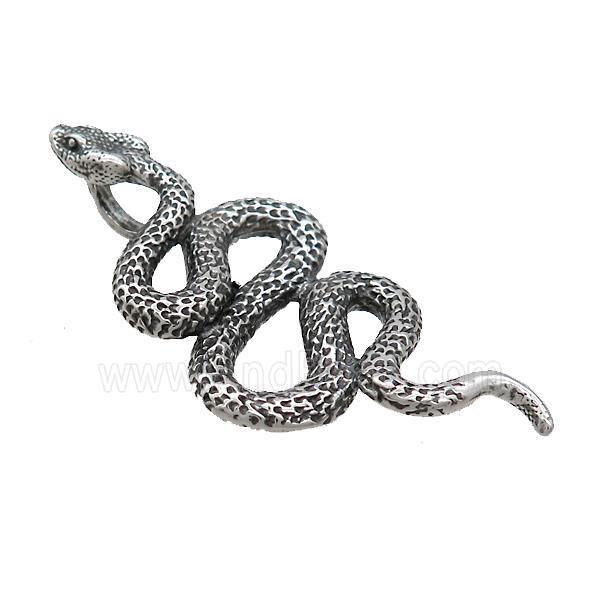 Stainless Steel Snake Pendant Antique Silver