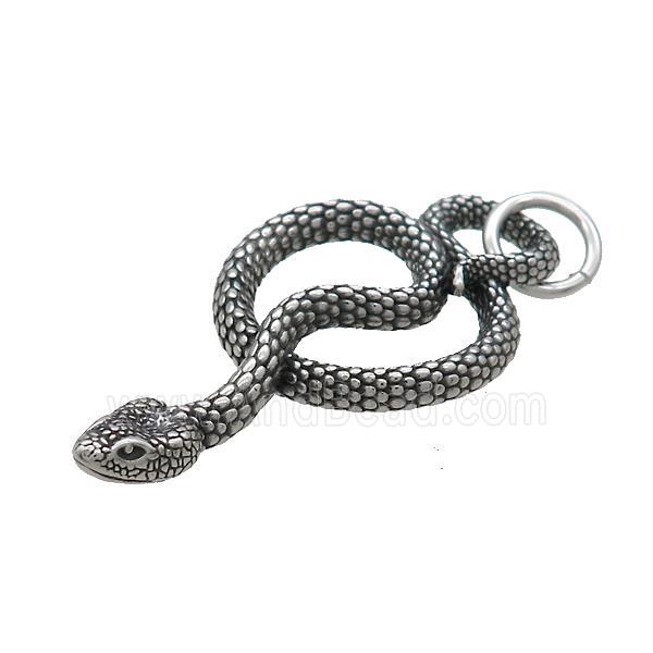 Stainless Steel Snake Pendant Antique Silver