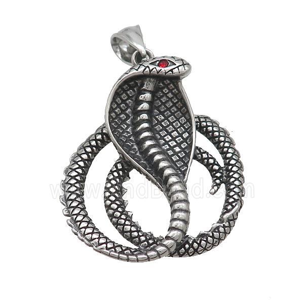 Stainless Steel Snake Pendant Antique Silver