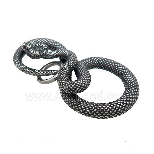 Stainless Steel Snake Pendant Antique Silver