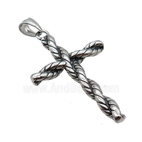 Stainless Steel Cross Charms Pendant Antique Silver