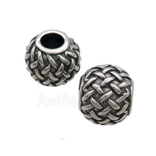 Stainless Steel Beads Round Large Hole Antique Silver