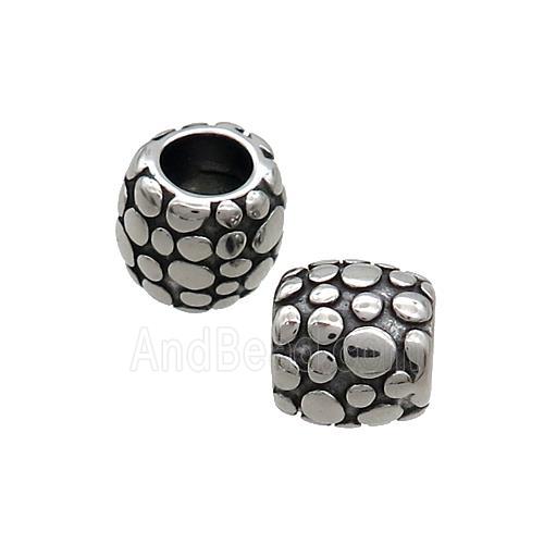 Stainless Steel Barrel Beads Large Hole Antique Silver