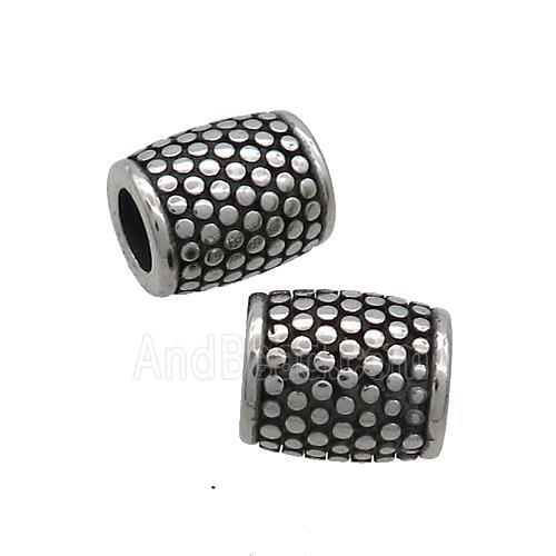 Stainless Steel Barrel Beads Large Hole Antique Silver