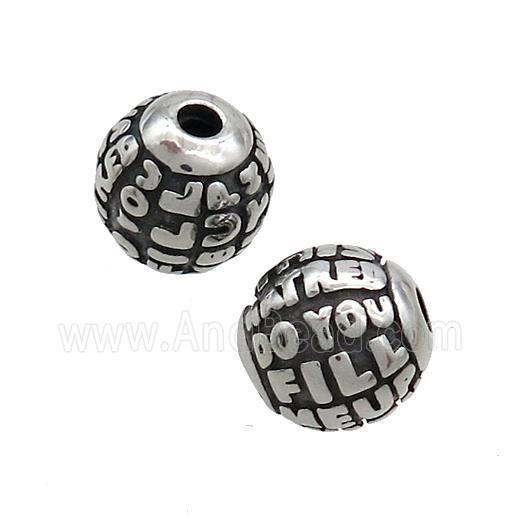 Stainless Steel Round Beads Antique Silver