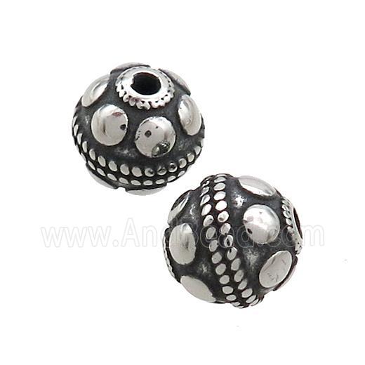 Stainless Steel Round Beads Antique Silver