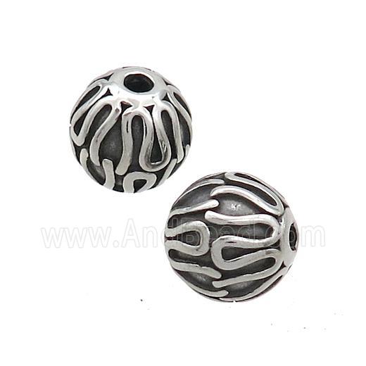 Stainless Steel Round Beads Antique Silver