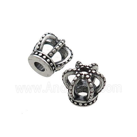 Stainless Steel Crown Beads Antique Silver
