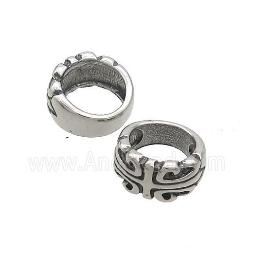 Stainless Steel Circle Beads Large Hole Antique Silver