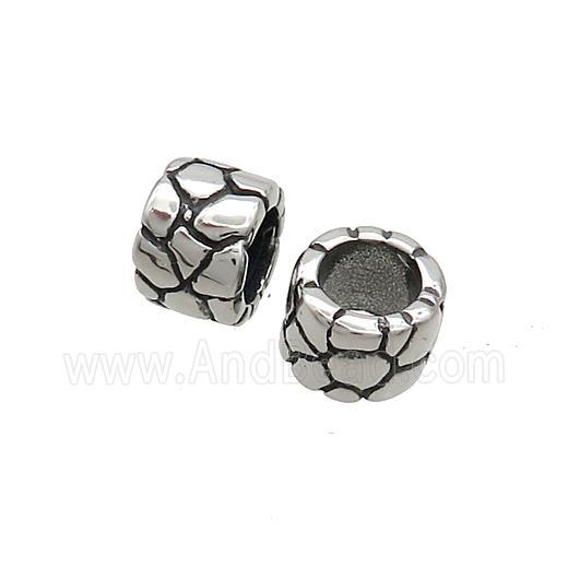 Stainless Steel Tube Beads SnakeSkin Antique Silver