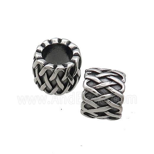 Stainless Steel Column Beads Tube Large Hole Antique Silver