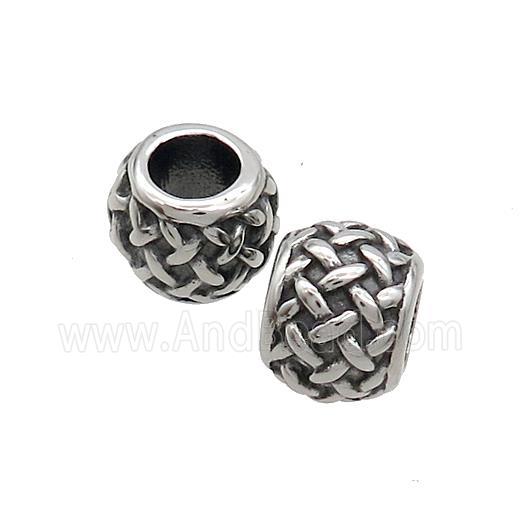 Stainless Steel Round Beads Large Hole Antique Silver