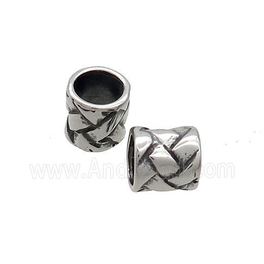 Stainless Steel Tube Beads Column Large Hole Antique Silver