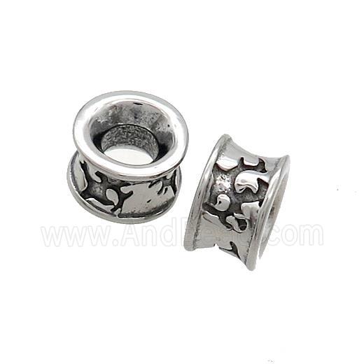 Stainless Steel Rondelle Beads Large Hole Antique Silver