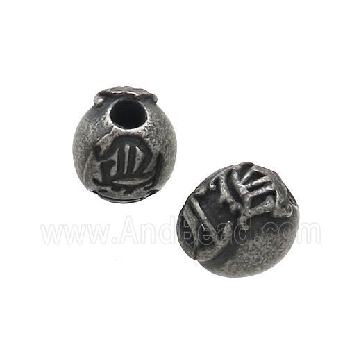 Stainless Steel Round Beads Antique Black