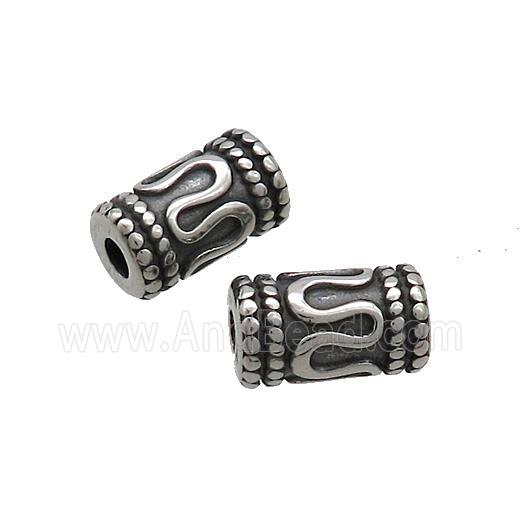 Stainless Steel Tube Beads Antique Silver