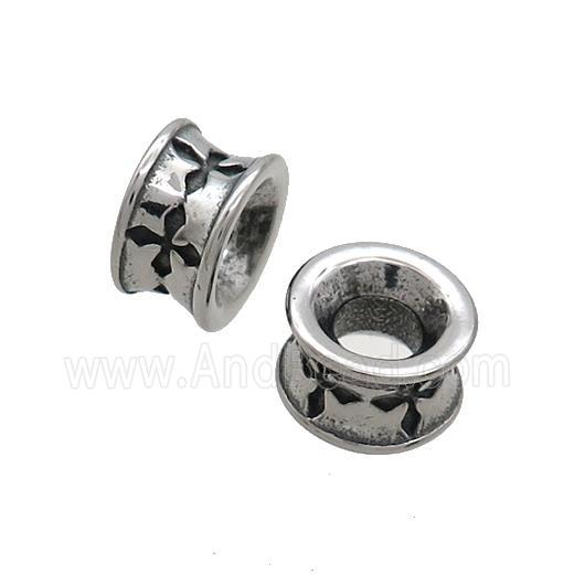 Stainless Steel Rondelle Beads Large Hole Antique Silver