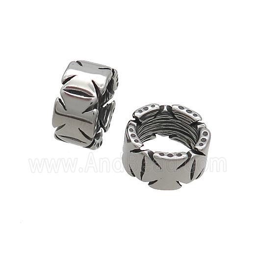 Stainless Steel Rondelle Beads Large Hole Antique Silver