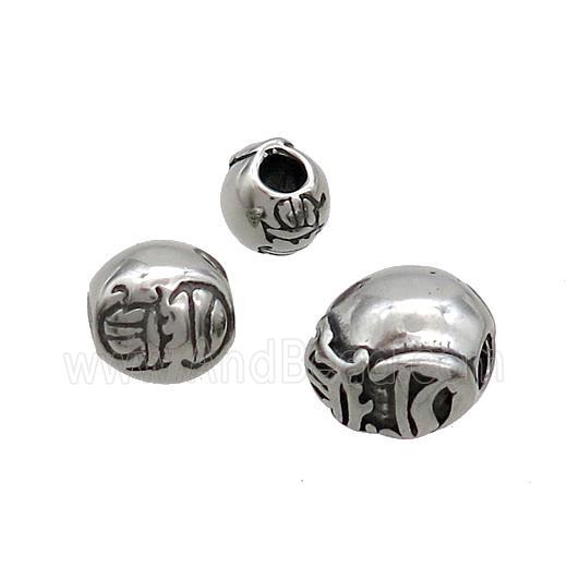 Stainless Steel Round Beads Antique Silver
