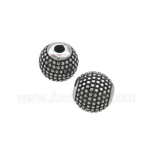 Stainless Steel Round Beads Antique Silver