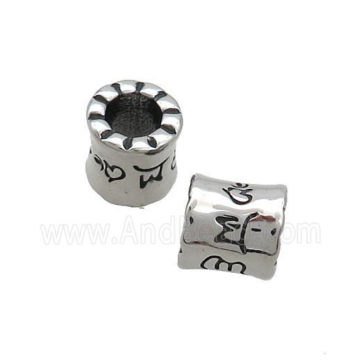 Stainless Steel Tube Beads Large Hole Antique Silver