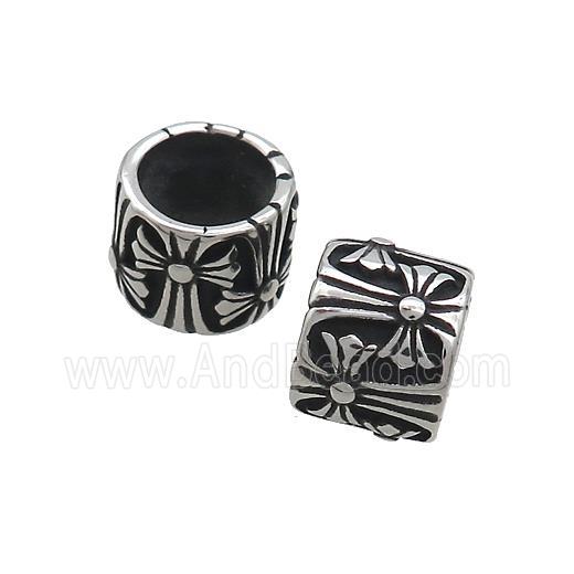 Stainless Steel Column Beads Tube large Hole Antique Silver