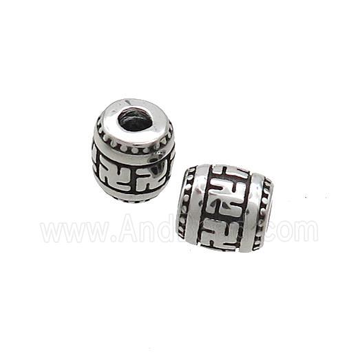 Stainless Steel Barrel Beads Large Hole Antique Silver