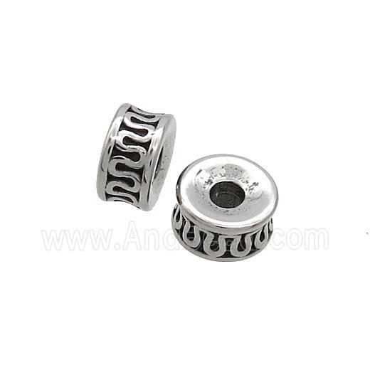 Stainless Steel Rondelle Beads Large Hole Antique Silver
