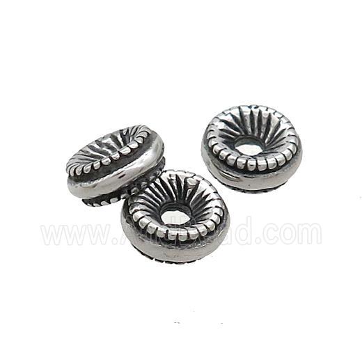 Stainless Steel Rondelle Beads Large Hole Antique Silver