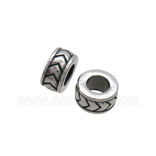 Stainless Steel Rondelle Beads Large Hole Antique Silver