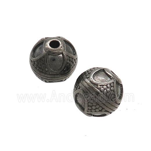 Stainless Steel Round Beads Black Plated