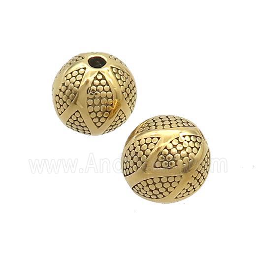 Stainless Steel Round Beads Gold Plated