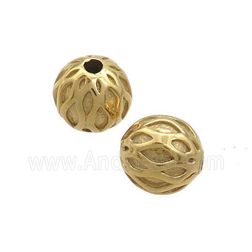 Stainless Steel Round Beads Gold Plated