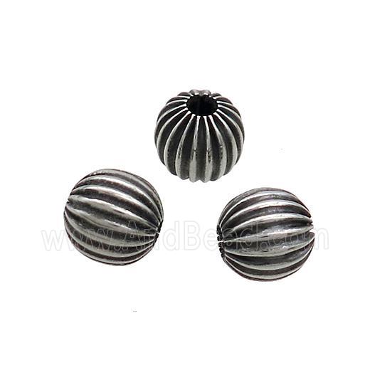 Stainless Steel Round Beads Large Hole Antieque Silver