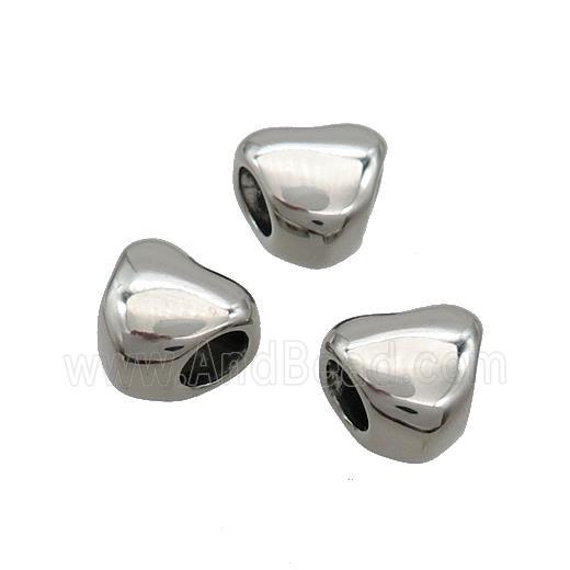 Stainless Steel Heart Beads Large Hole Antique Silver