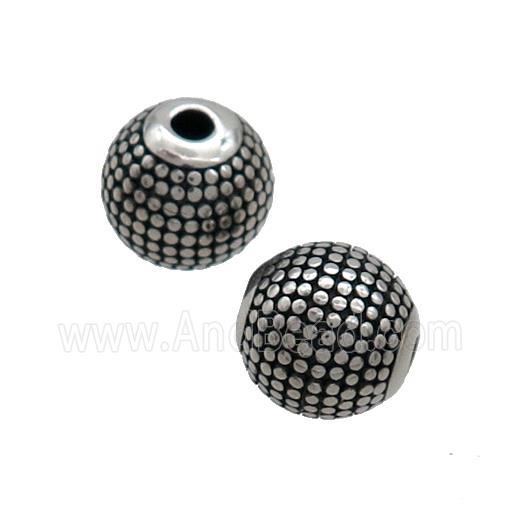 Stainless Steel Round Beads Antique Silver