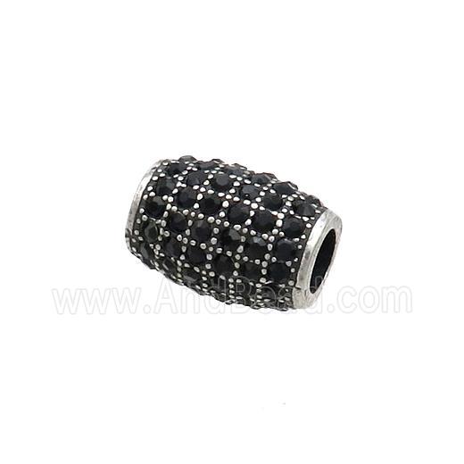 Stainless Steel Rice Beads Pave Rhinestone Antique Silver
