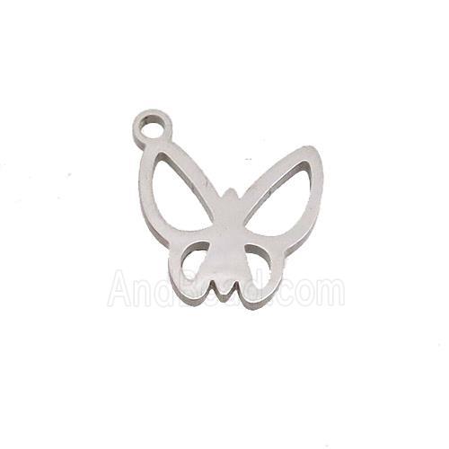 Raw Stainless Steel Butterfly Pendant