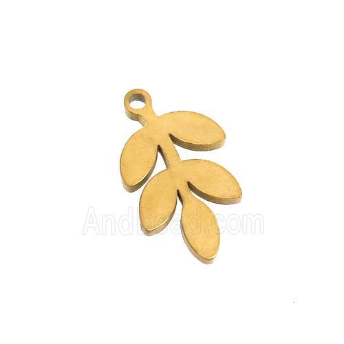Stainless Steel Leaf Charms Pendant Gold Plated