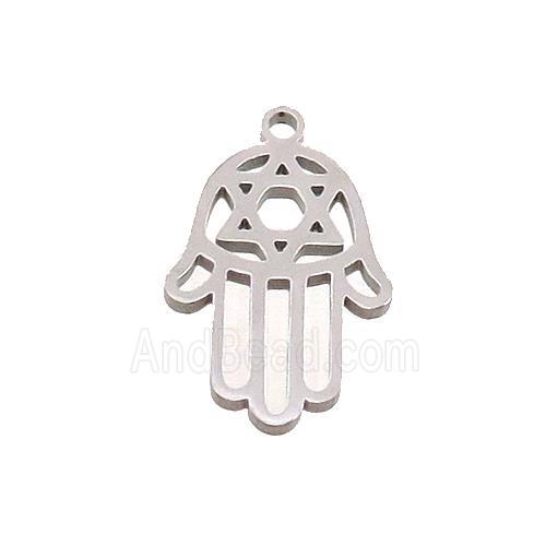 Raw Stainless Steel Hamsahand Charm Pendant