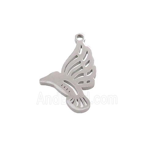 Raw Stainless Steel Birds Charm Pendant