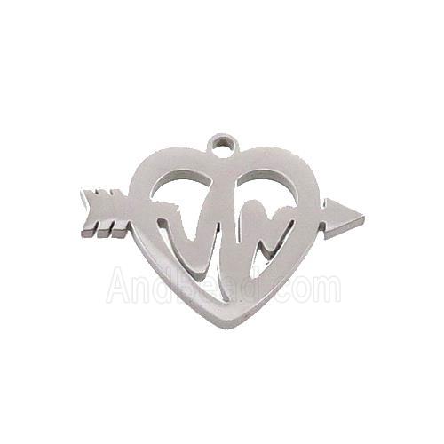 Raw Stainless Steel Heartbeat Charms Pendant